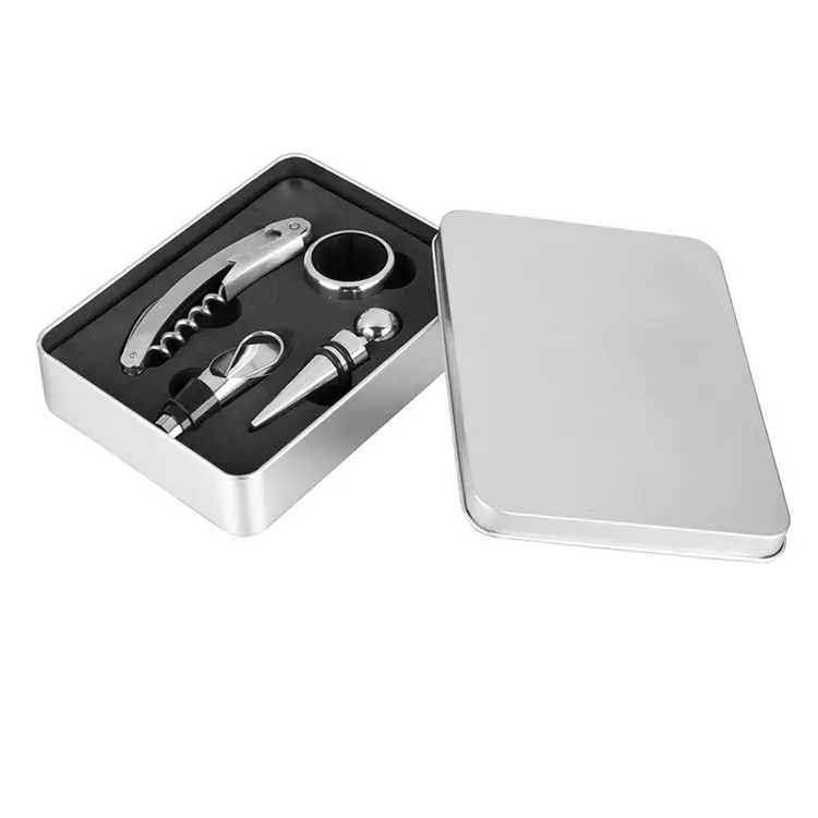 4pcs Wine Tools Tin Box Wine Conjunto
