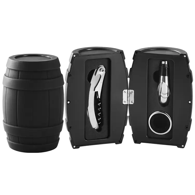 Conjunto de vinho de caixa de plástico em forma de barril