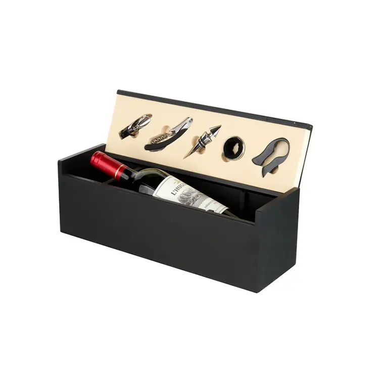 Conjunto de vinho de madeira preta