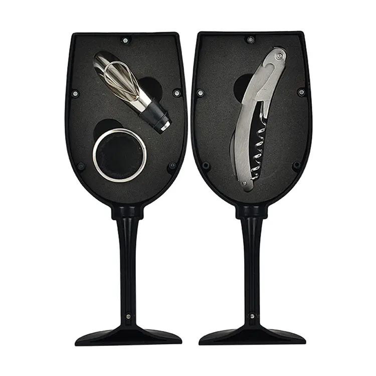 Conjunto de vinho de caixa de plástico em forma de copo