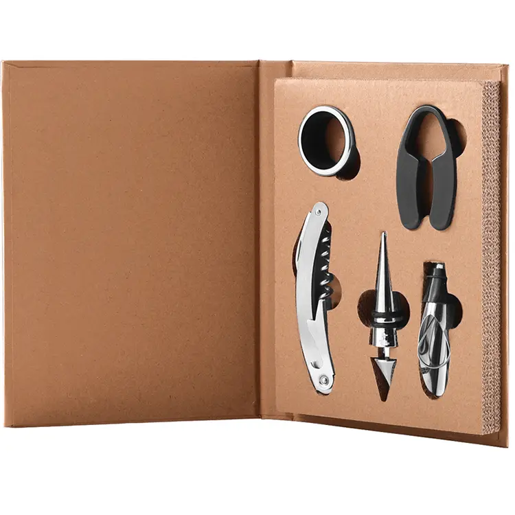 Conjunto de vinho da caixa de cor de papel Kraft