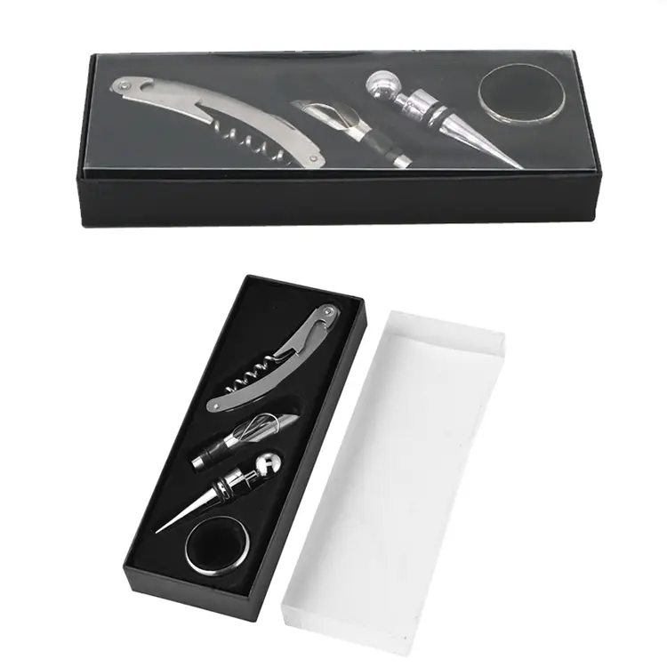 Conjunto de vinho de caixa de papelão preto mtt