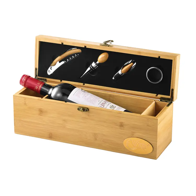 Conjunto de vinho de bambu de garrafa única